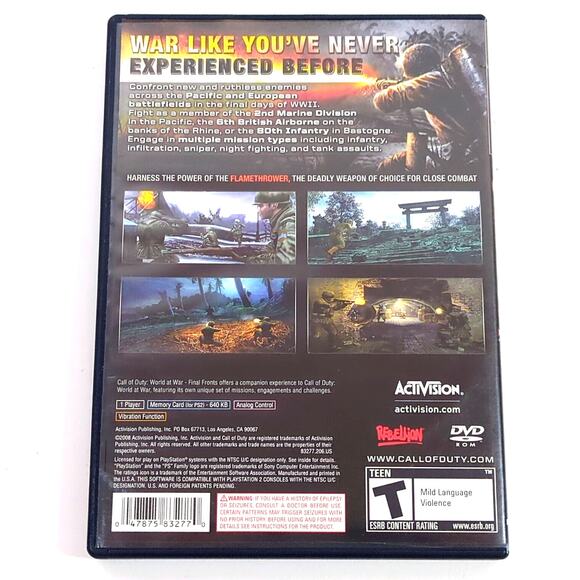 Call of Duty: World at War Final Fronts PS2 Complete CIB 2008 Tested WWII USED - Picture 2 of 3